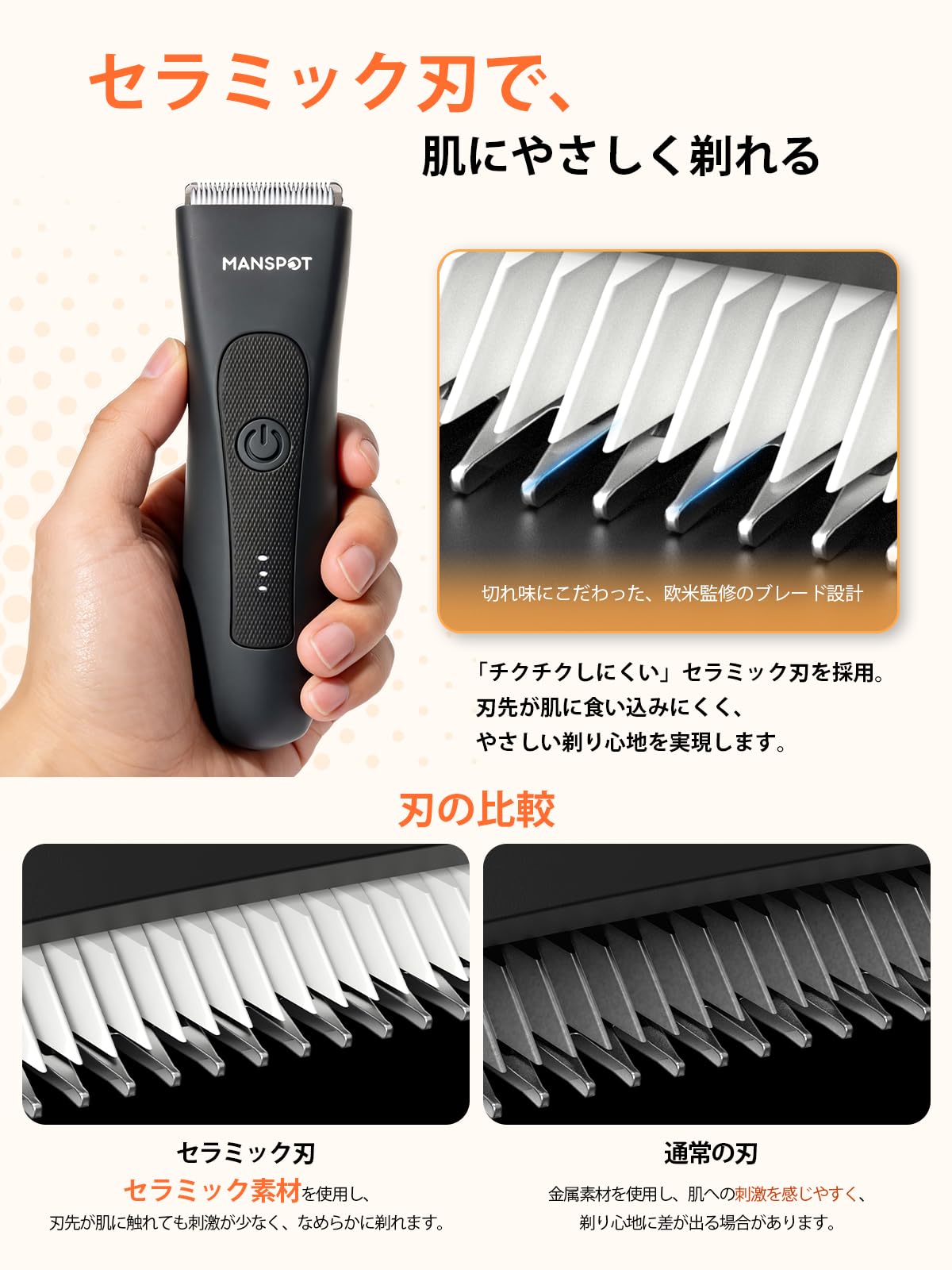 Amazon.co.jp: ボディシェーバー メンズ【チクチクしない！セラミック